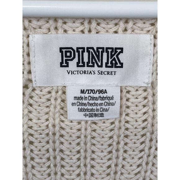 Pink Victoria’s Secret Sweater V-neck Long Sleeve Knit Pullover Cream Size M - Picture 2 of 5
